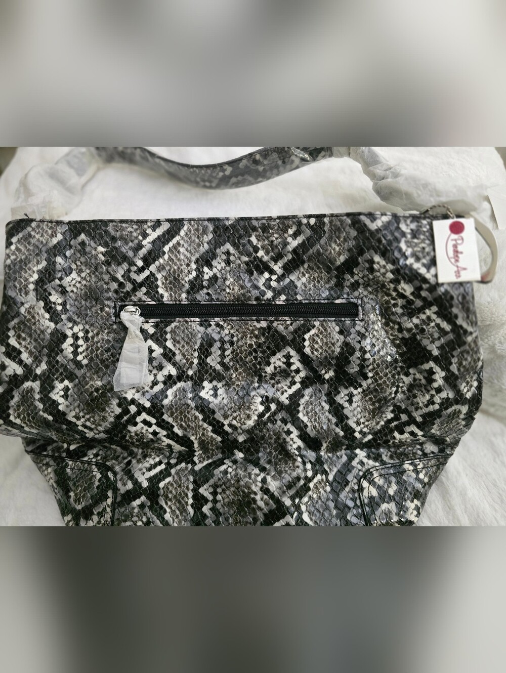 Penelope Anne Snake-Print Tote Bag - Black and Gray NWT